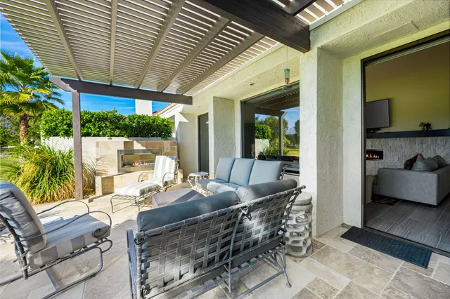 a outdoor living space with furniture