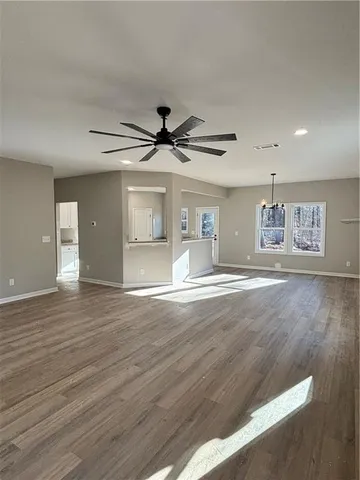 a view of livingroom and hardwood
