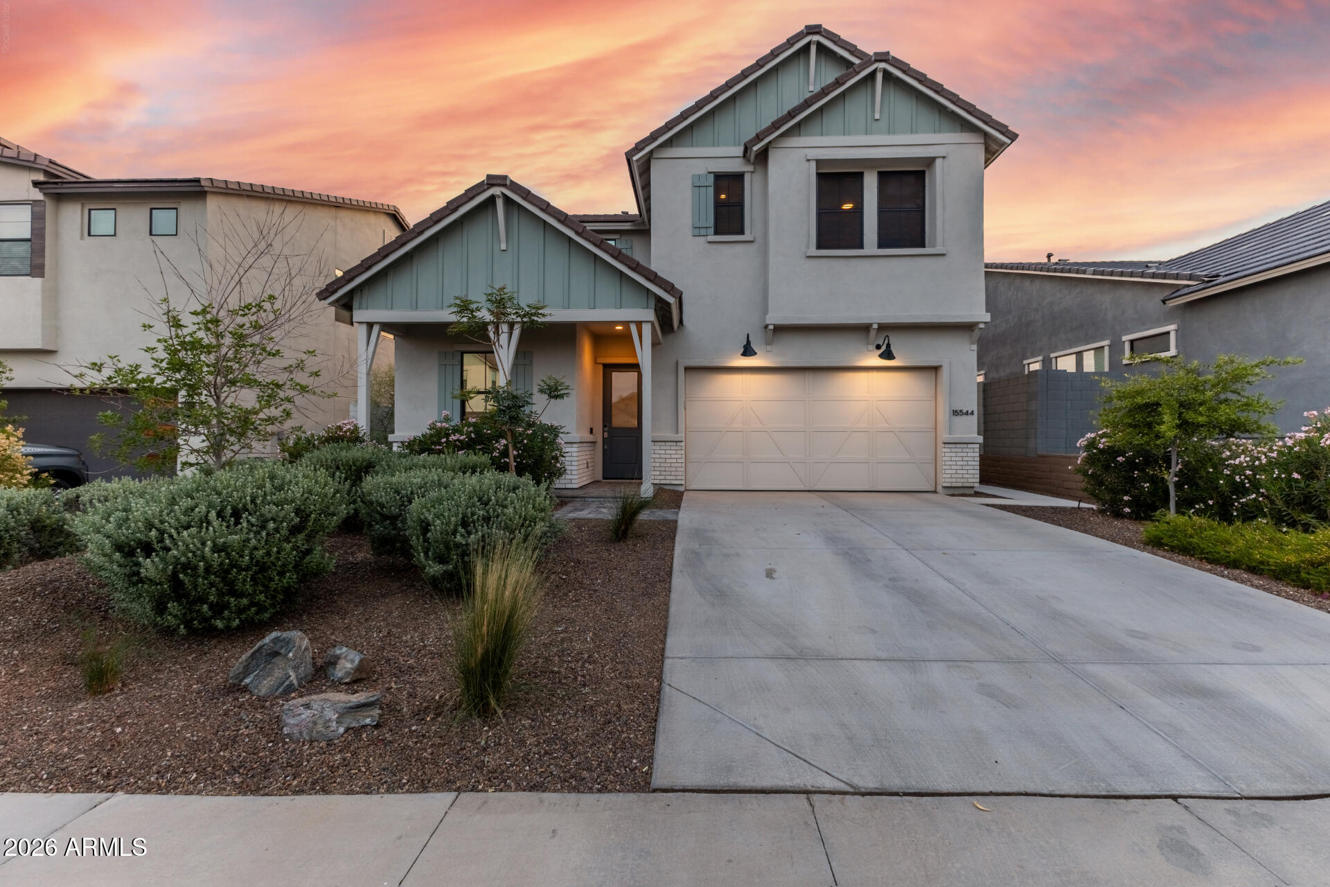15544 South 181st Lane Goodyear, AZ 85338 - Photo 1 of 46 a front view of a house with garden