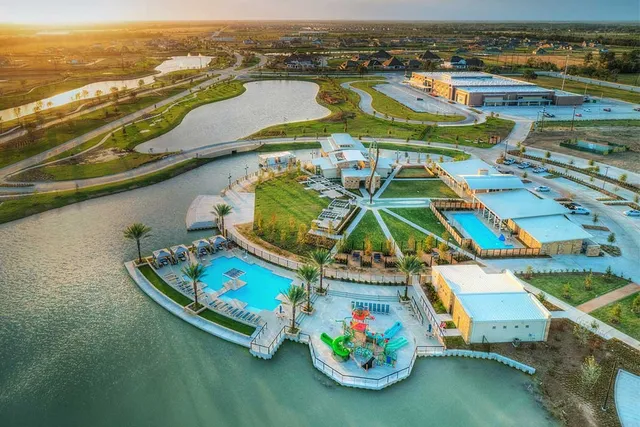 a view of a city and lake