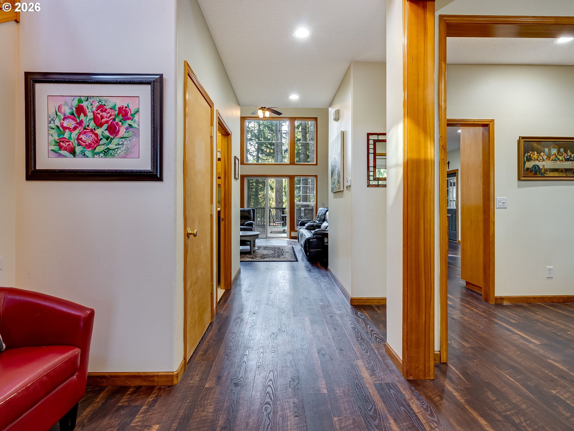 22967 South Day Hill Road Estacada, OR 97023 - Photo 13 of 40 a view of a hallway with wooden floor and staircase