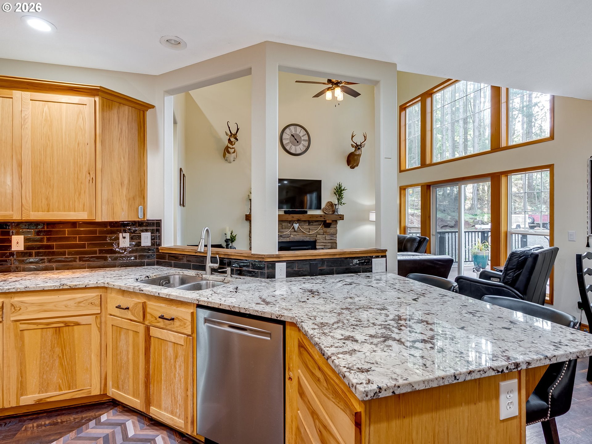 22967 South Day Hill Road Estacada, OR 97023 - Photo 26 of 40 a view of living room with granite countertop furniture and fireplace
