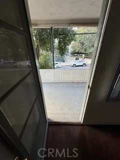a view of a balcony with an outdoor space