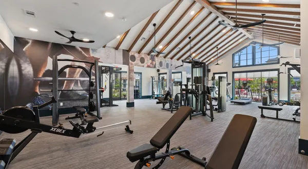 a view of a room with gym equipment