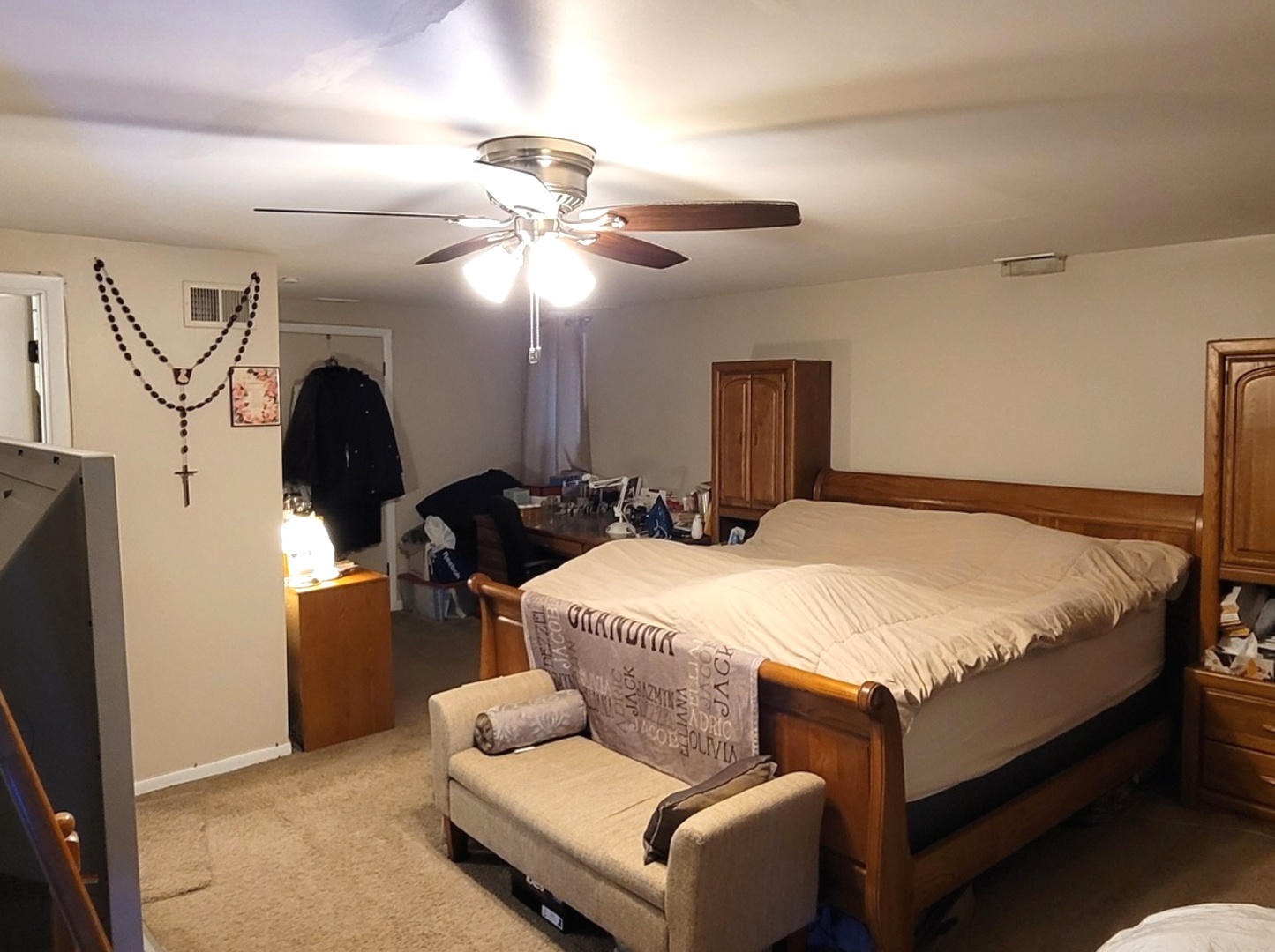 7432 West Gregory Street Chicago, IL 60656 - Photo 21 of 55 a bed room with a bed and a chandelier