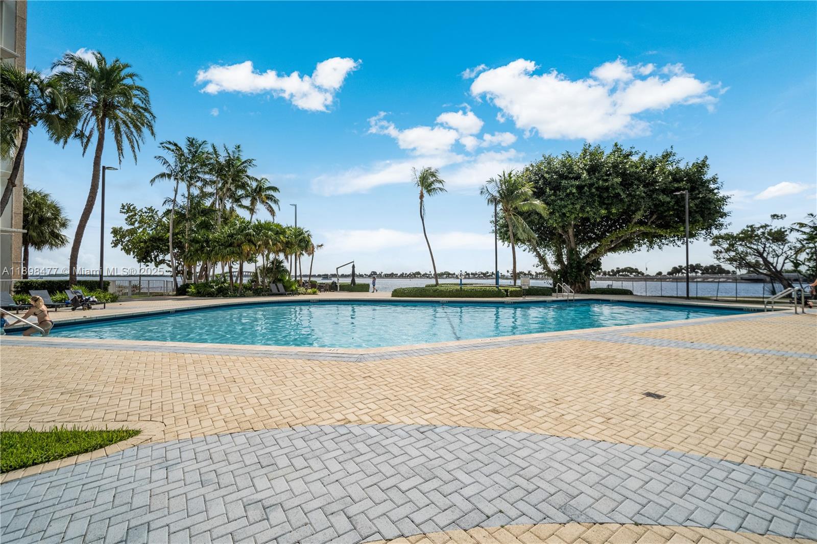 2451 Brickell Avenue, Unit 6N Miami, FL 33129 - Photo 36 of 43 a view of a swimming pool with a yard and palm trees