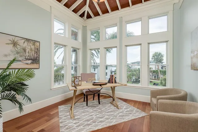 a view of a garden and lake view