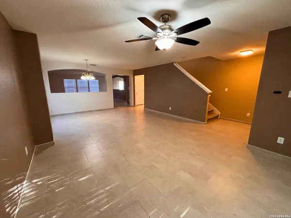 a view of a livingroom with a flat screen tv