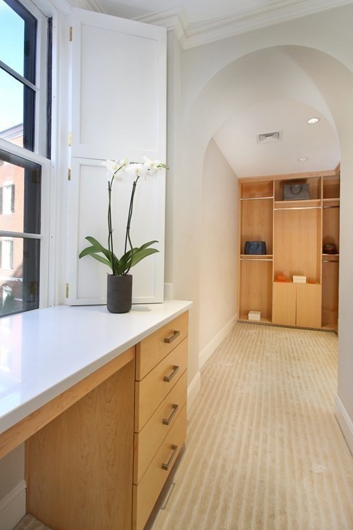 14 Walnut Street Boston, MA 02108 - Photo 28 of 42 a bathroom with a sink a mirror and a potted plant