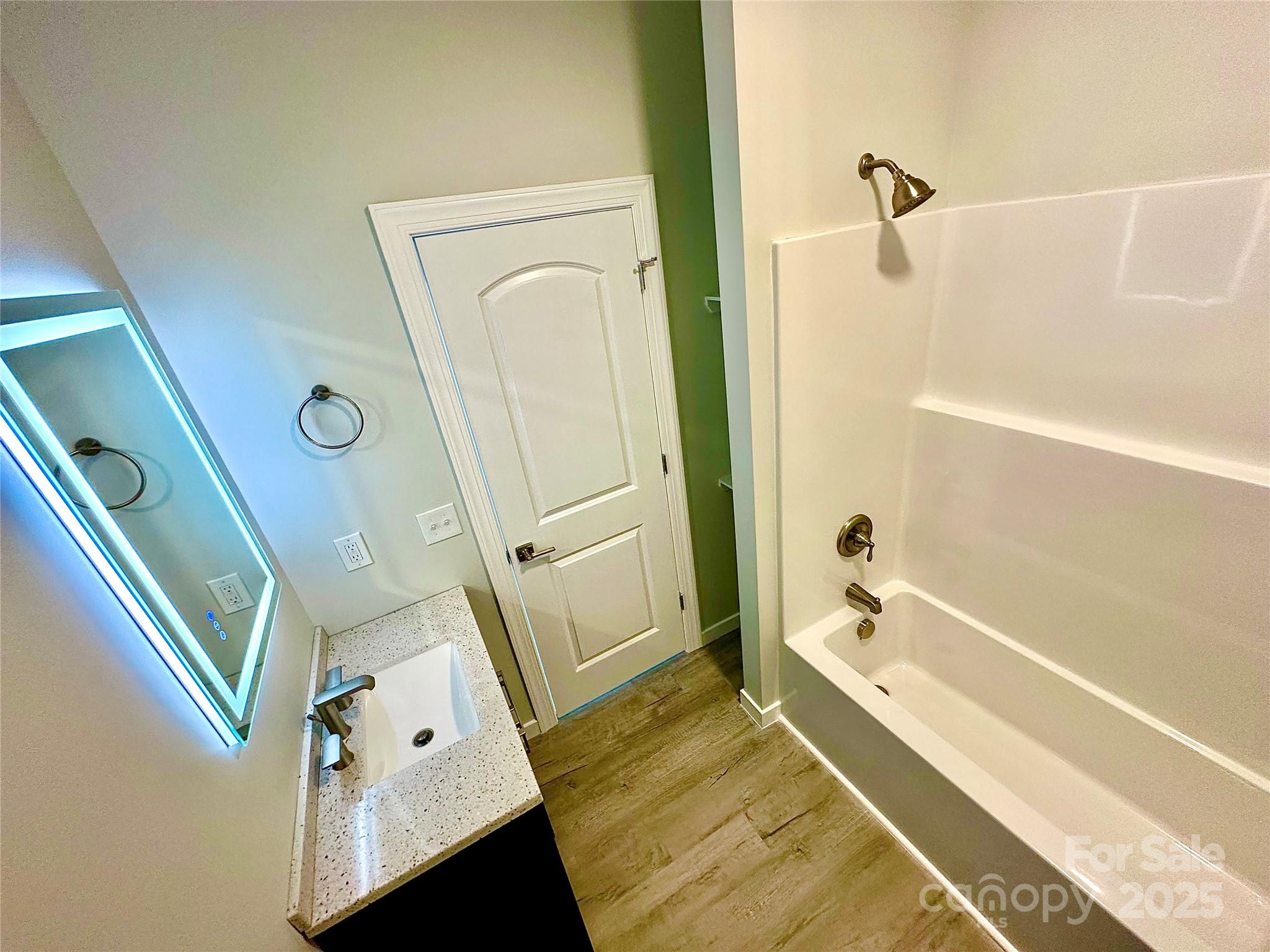 1171 Peach Orchard Road Jefferson, SC 29718 - Photo 13 of 30 a bathroom with a tub a sink and a mirror