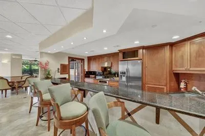 an entryway with a workspace