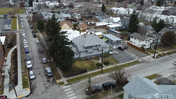 an aerial view of a residential houses