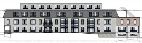 a black and white photo of a building