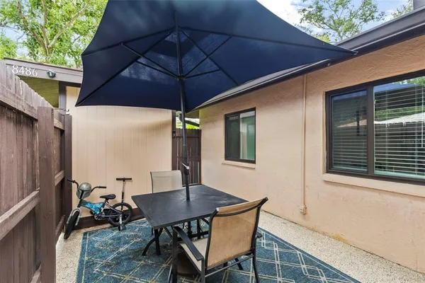 a table and chairs in patio
