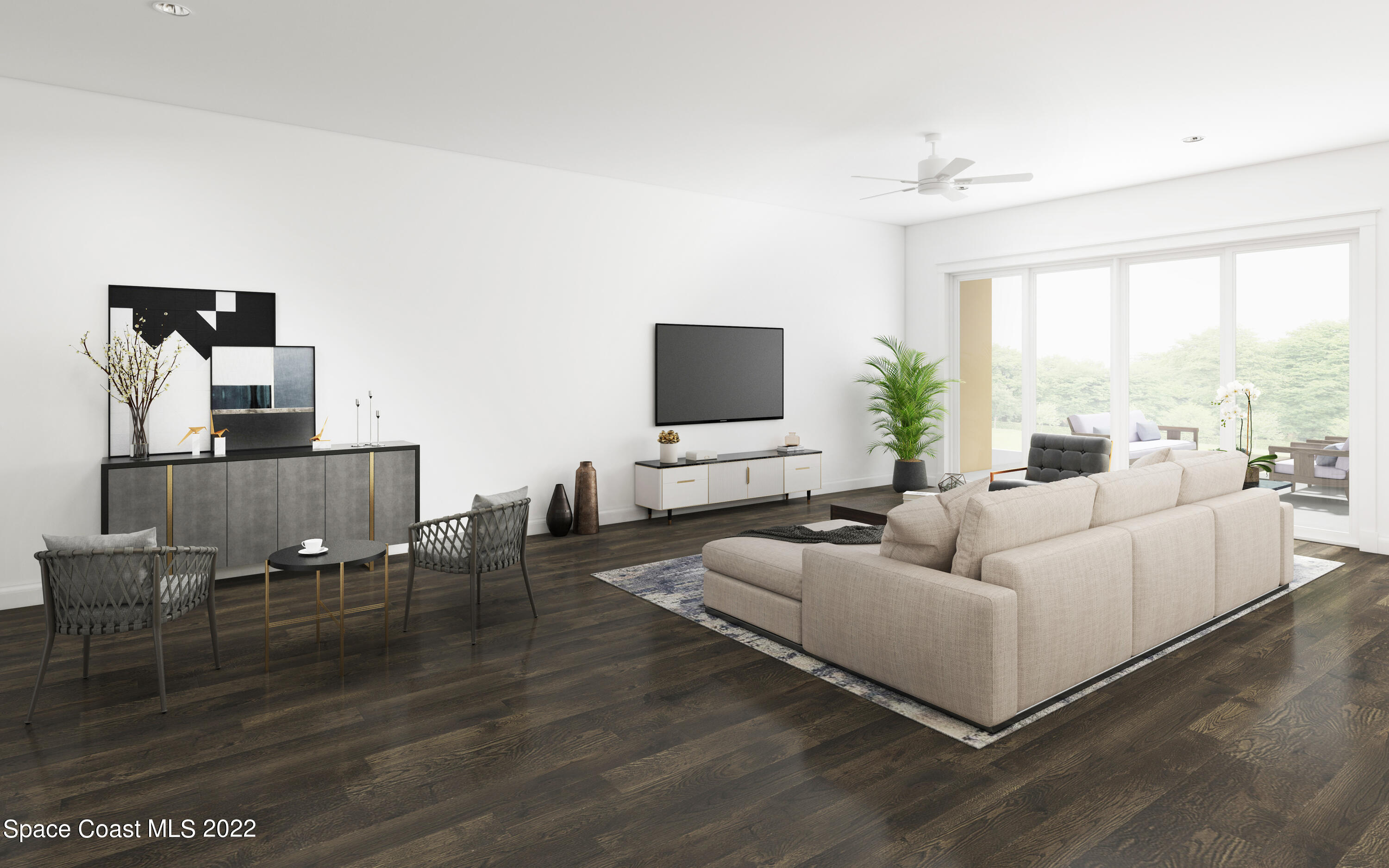 111 Watson Drive Indialantic, FL 32903 - Photo 2 of 5 a living room with furniture wooden floor and a flat screen tv