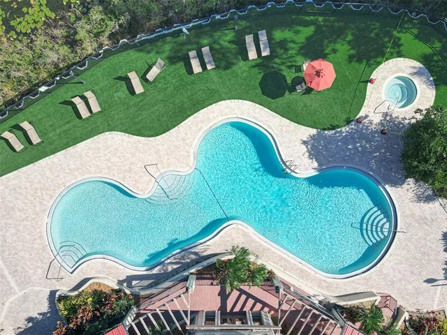 an aerial view of a house