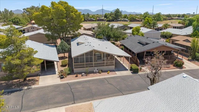 an aerial view of a house