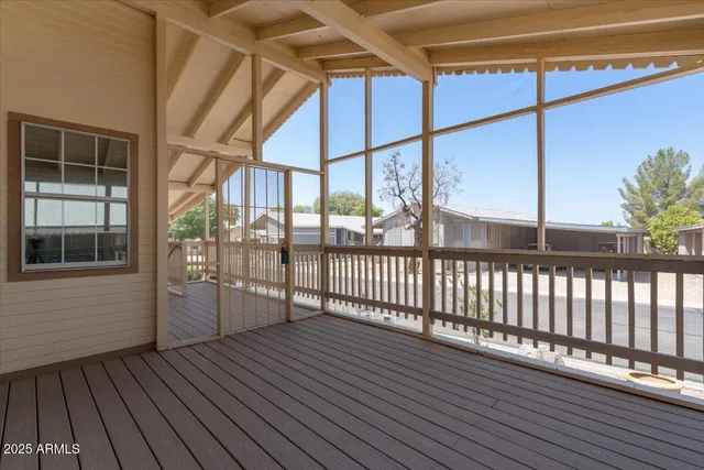 a front view of a house with patio