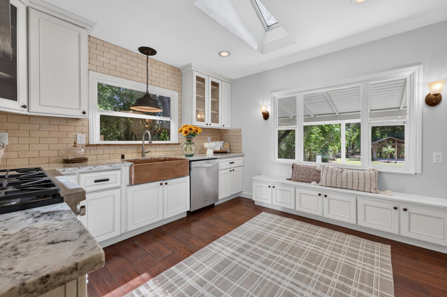 4335 Walnut Avenue Sacramento, CA 95821 - Photo 23 of 62 Beautiful kitchen w/skylight, built in window seating and farmhouse copper sink.