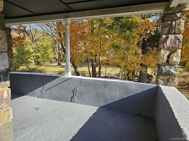 a view of balcony and painted walls