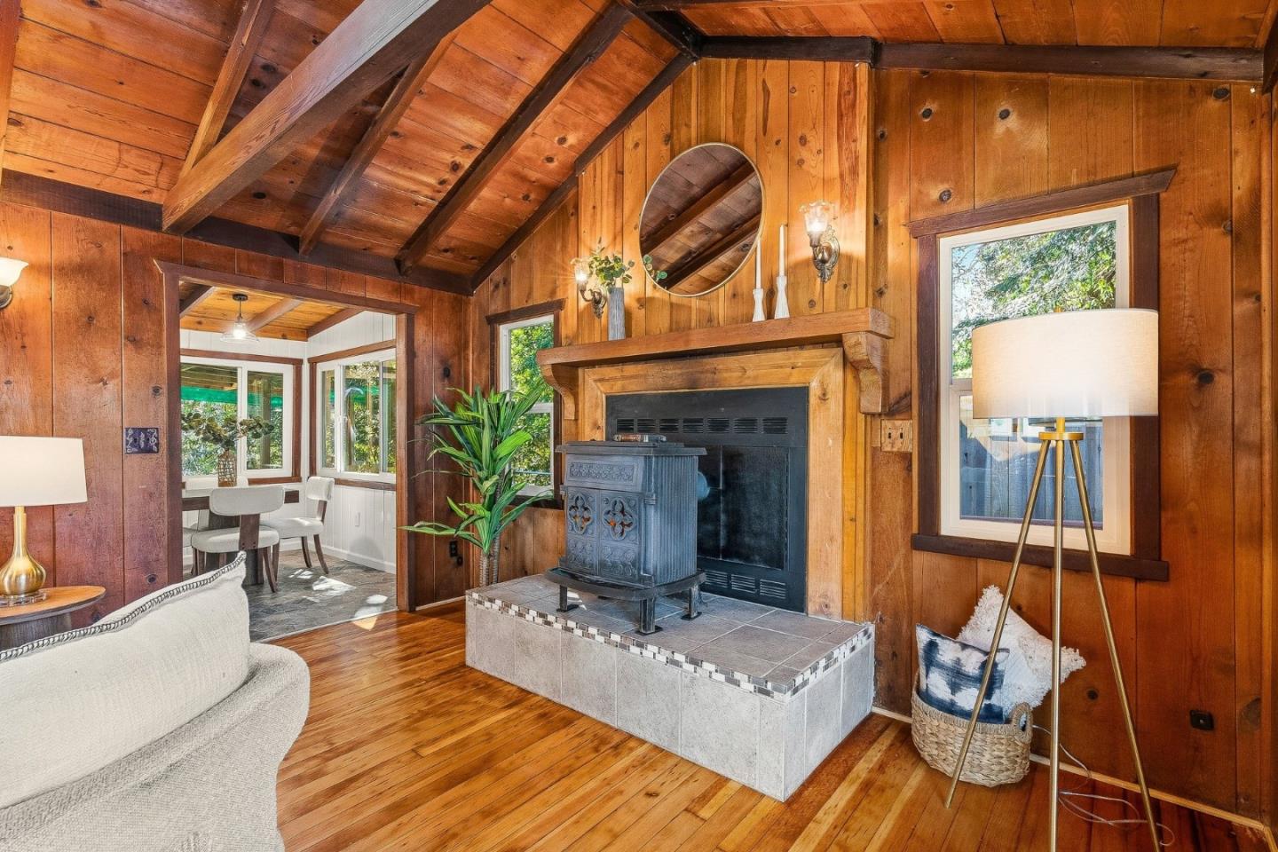 194 Lazy Woods Road Felton, CA 95018 - Photo 17 of 58 a living room with furniture a fireplace and a table