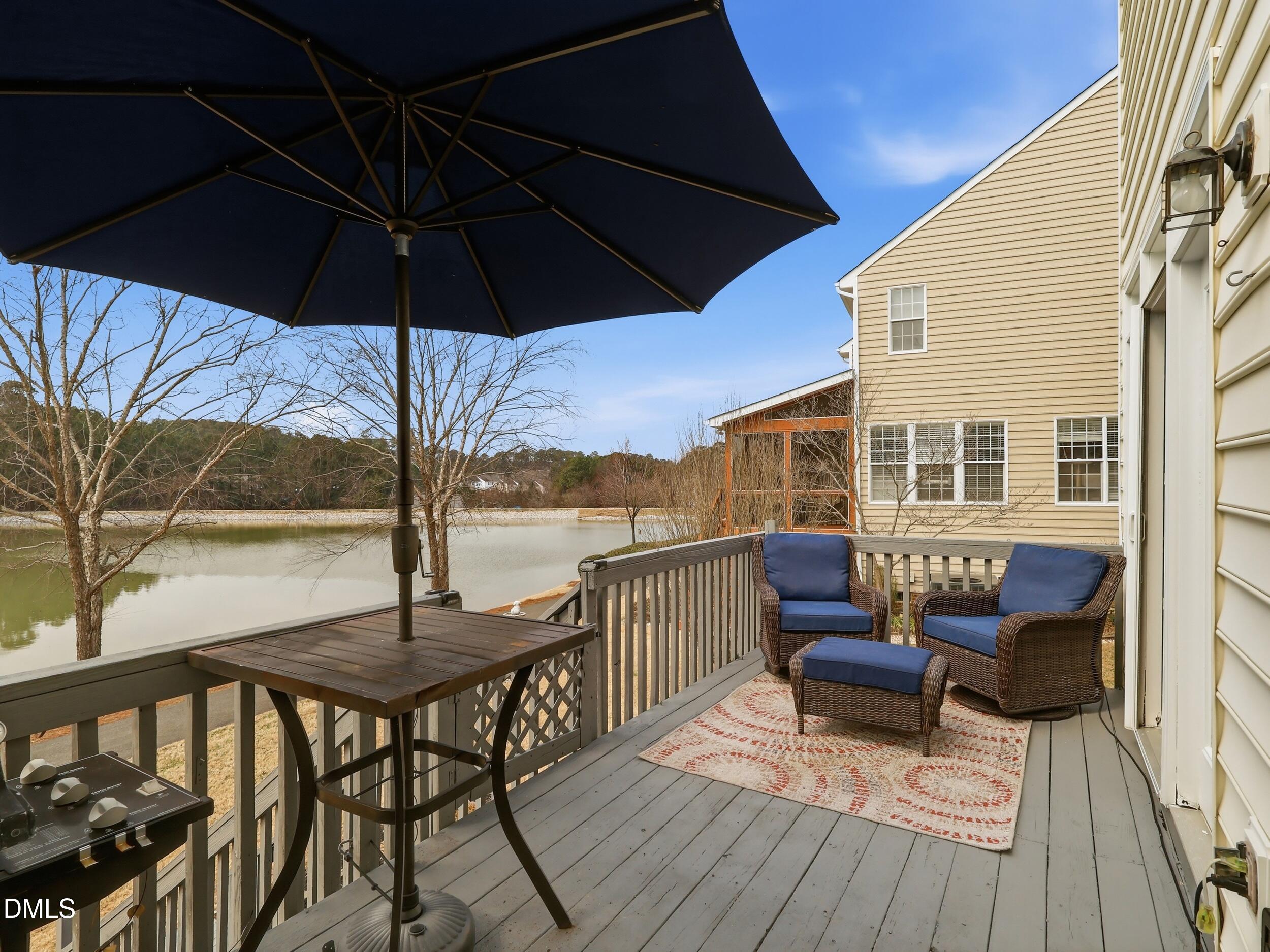 300 Nottinghill Walk Apex, NC 27502 - Photo 12 of 29 a view of balcony with furniture and umbrella