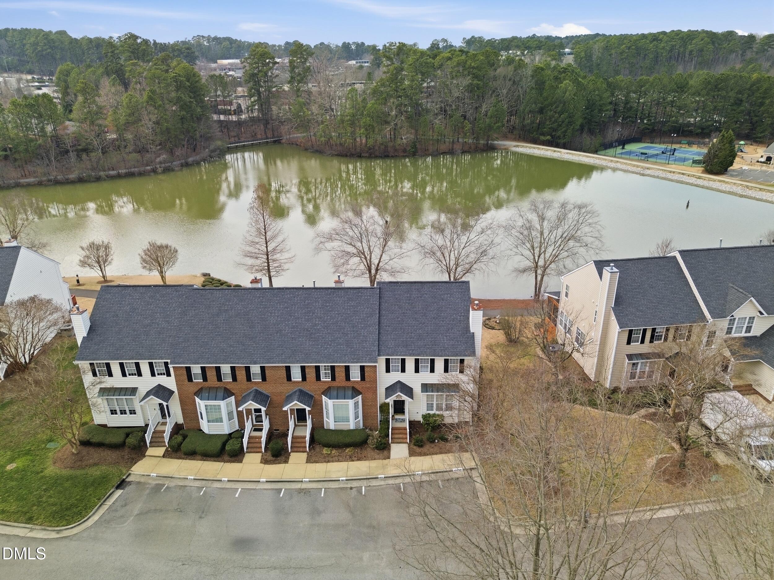 300 Nottinghill Walk Apex, NC 27502 - Photo 25 of 29 an aerial view of a house with pool and a fountain