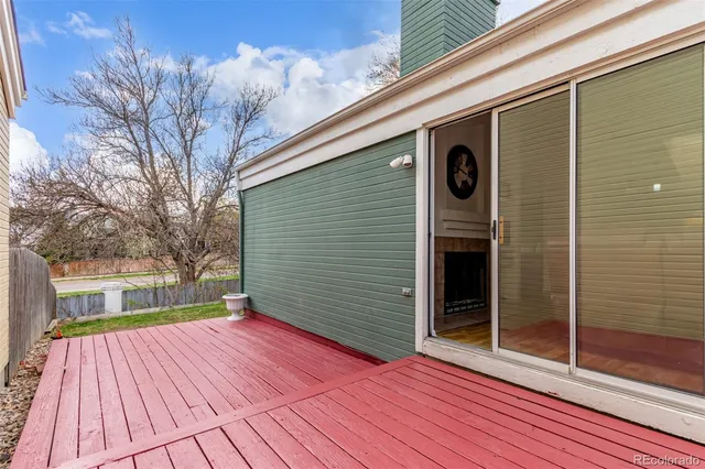 a porch with seating space