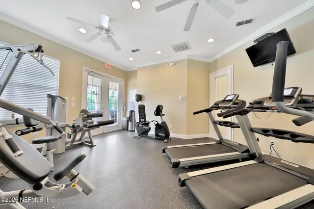 a view of a room with gym equipment