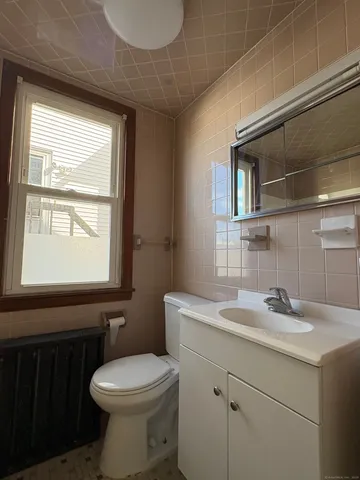 a bathroom with a window