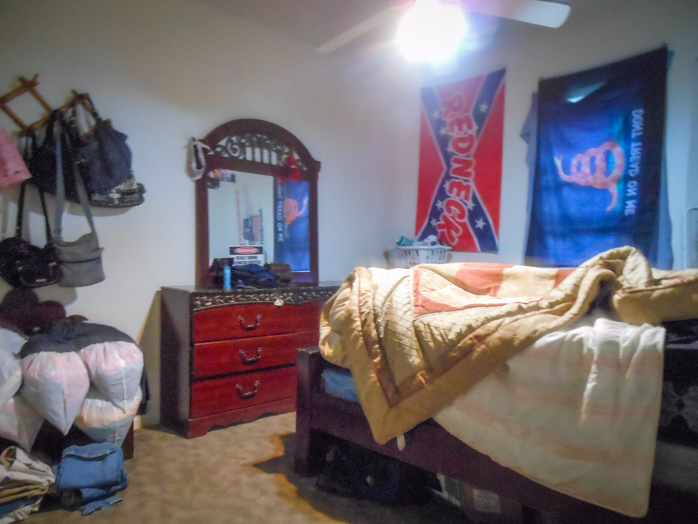 203 5th Avenue Rochelle, IL 61068 - Photo 22 of 25 a bedroom with a bed and a chandelier