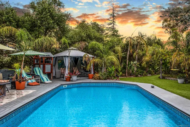 a view of a lake with a terrace