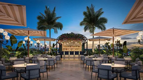 a view of a tables and chairs in patio