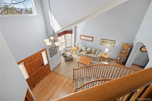 a view of a living room and dining room