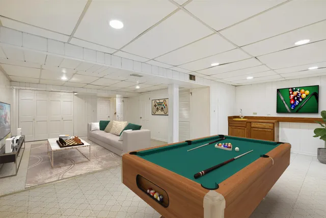a room with pool table