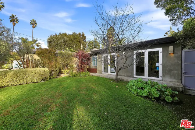 a view of a backyard with plants