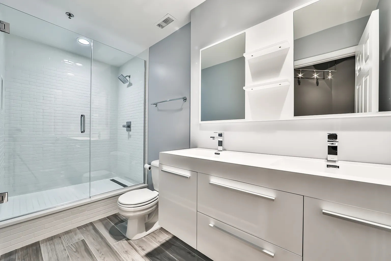 1500 West Monroe Street, Unit 206 Chicago, IL 60607 - Photo 7 of 7 a spacious bathroom with a sink toilet and shower