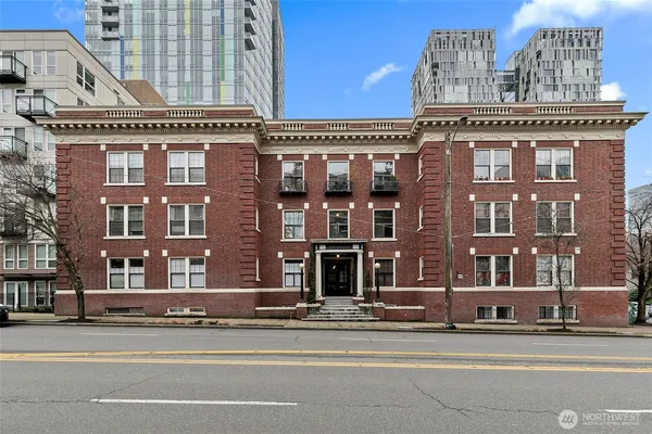 a front view of a building