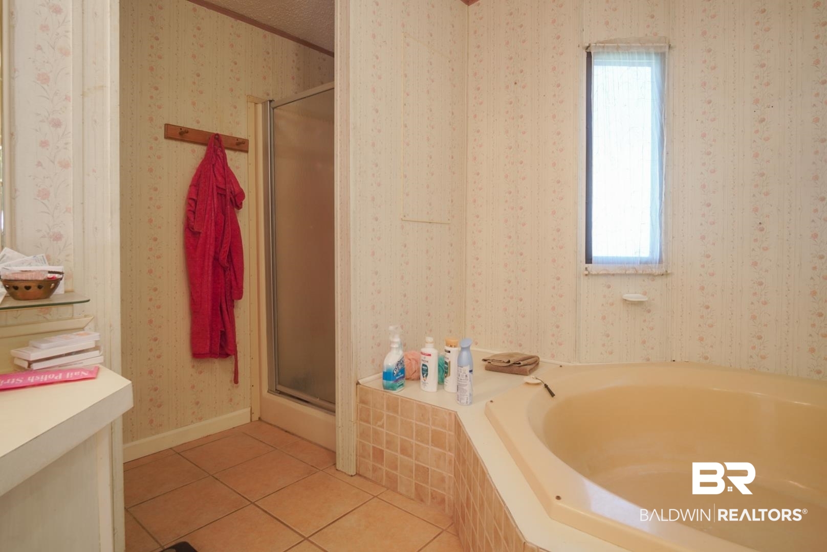 9190 County Road 97 Elberta, AL 36530 - Photo 32 of 53 Bathroom with tile patterned floors, separate shower and tub, and a textured ceiling