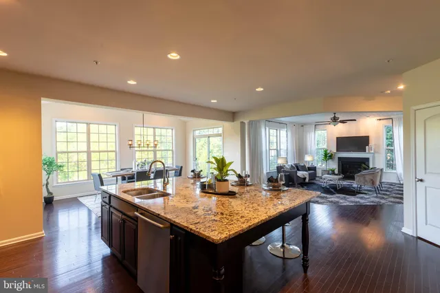 a view of a living room and dining room
