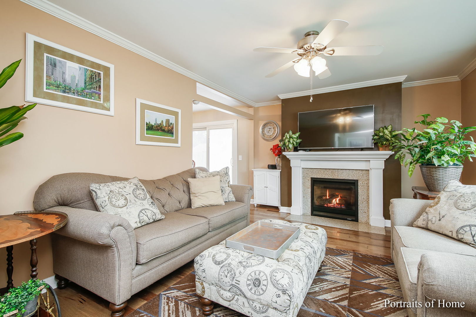 6 Shermead Road Montgomery, IL 60538 - Photo 3 of 25 a living room with furniture a fireplace and a flat screen tv