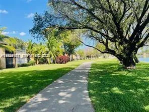 a view of a garden with a tree