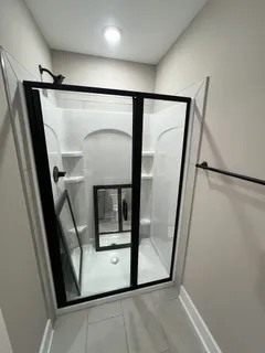 a view of an entryway with a door