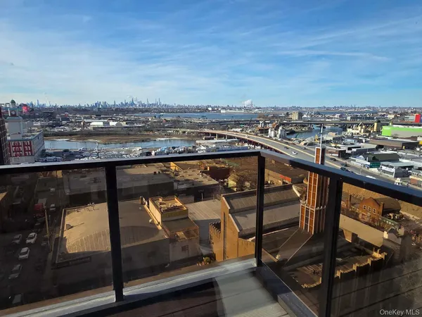a view of a balcony with an ocean view