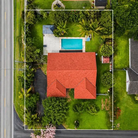 an aerial view of a house