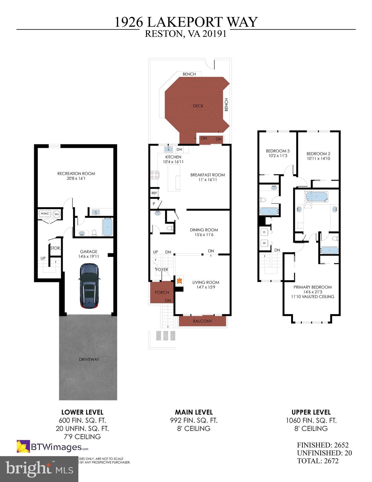 1926 Lakeport Way Reston, VA 20191 - Photo 54 of 54 1926 Lakeport Way Reston VA - Full Floor Plan
