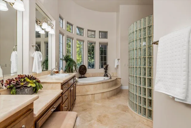 a view of a bathroom with a shower