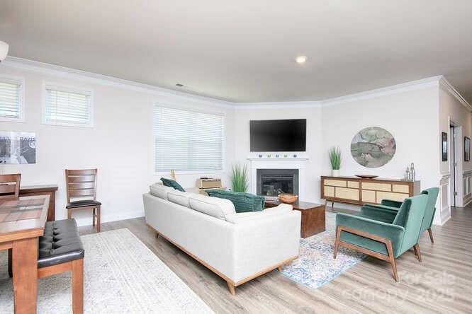 4245 Millstream Road Denver, NC 28037 - Photo 20 of 47 a living room with furniture a fireplace and a flat screen tv