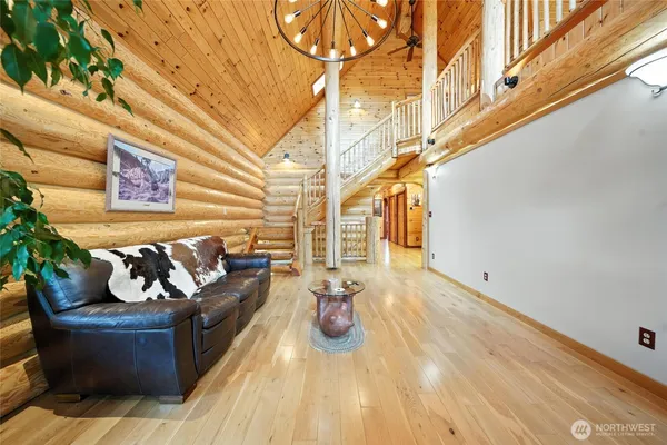 a living room with furniture