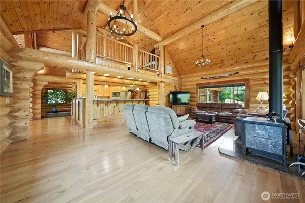 a living room with patio furniture